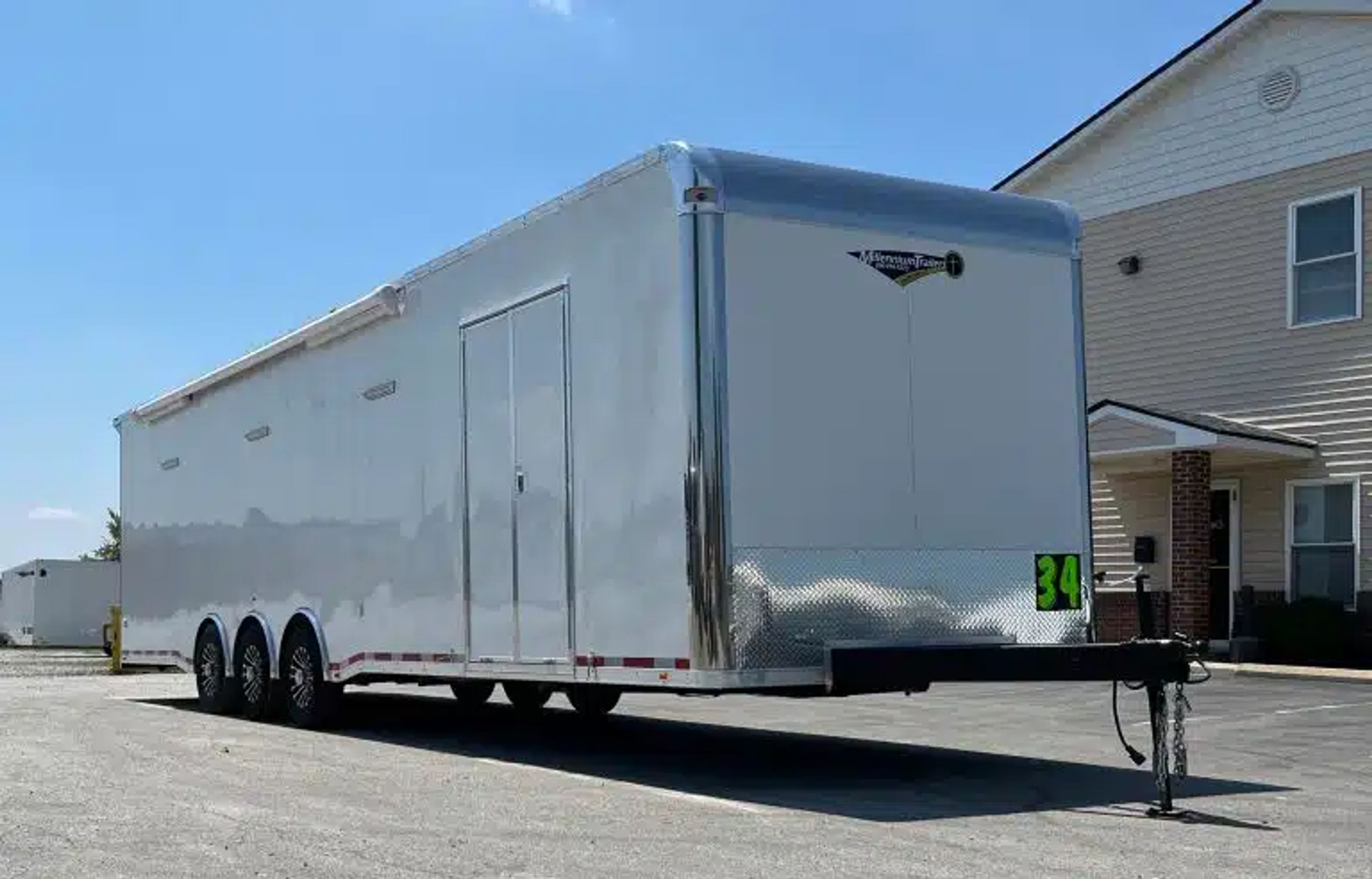 Enclosed Car Trailer 2025 34ft. w/Large Corner Bathroom, Electric Awning, — view 3