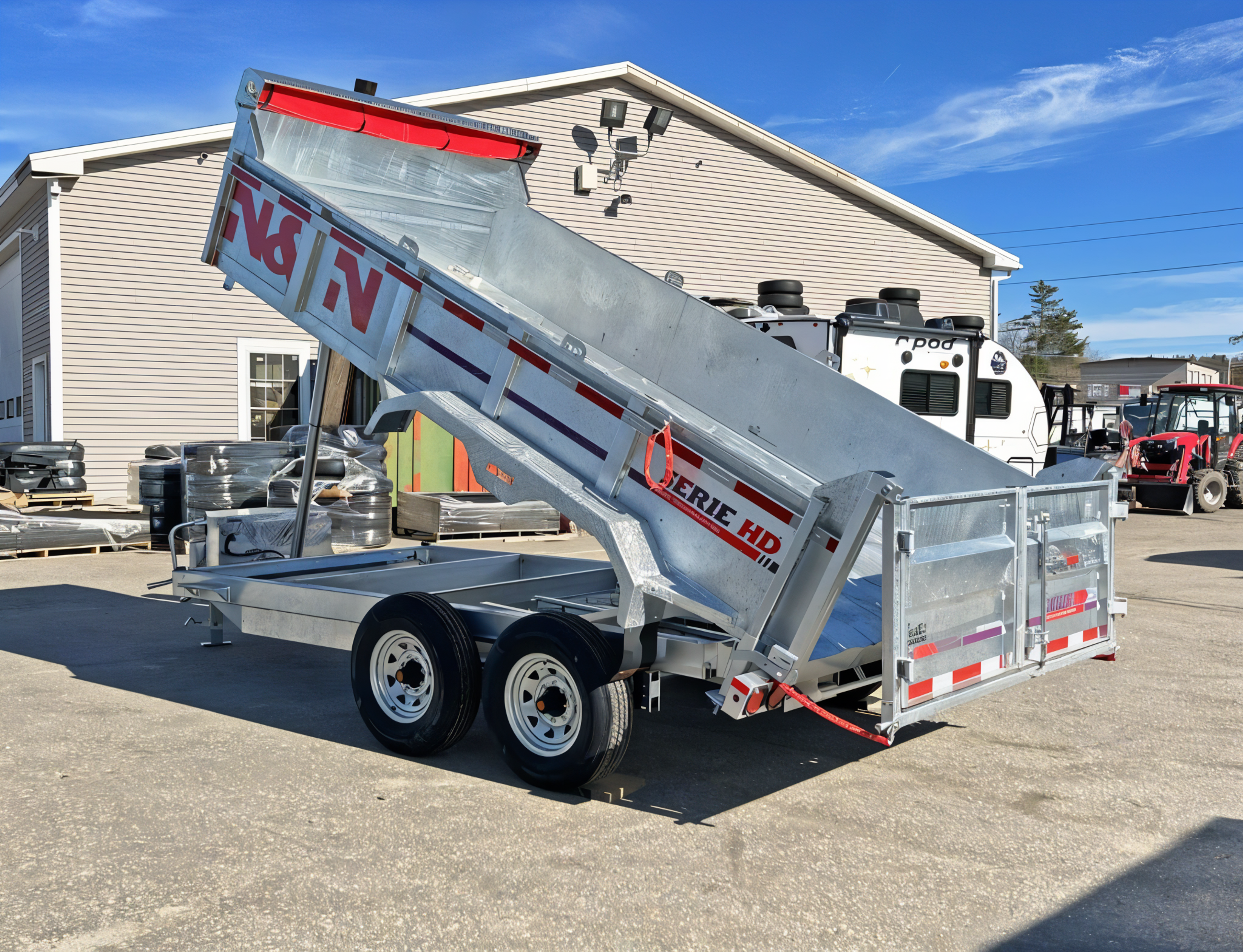 2024 N&N Trailers 7×14 14K Galvanized Hydraulic Dump w/Ramps, 2-Way Spreader