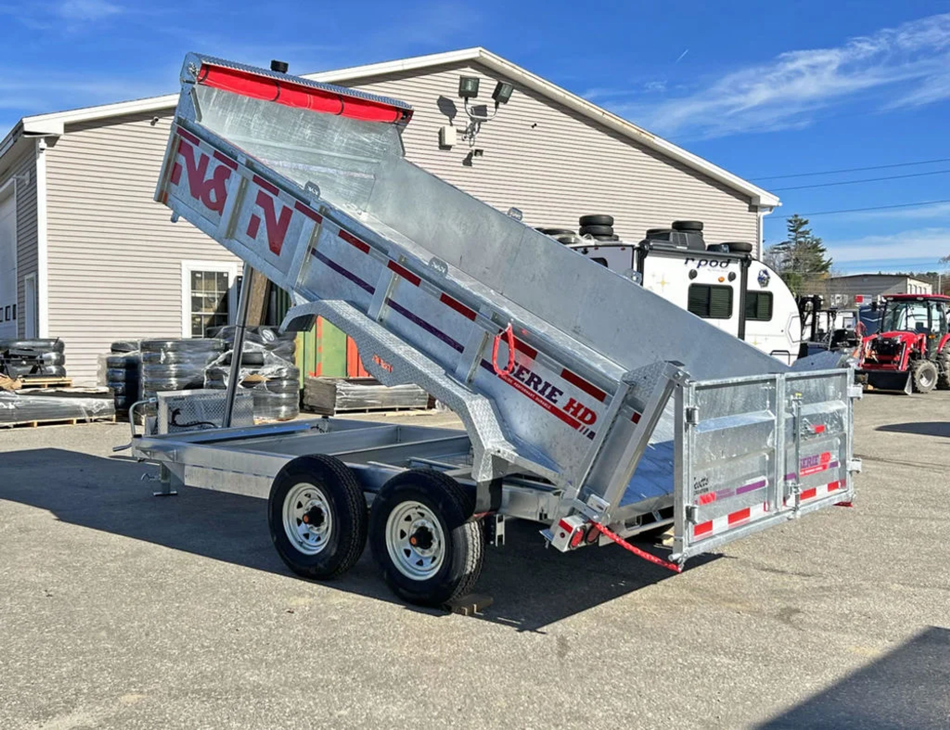 2024 N&N Trailers 7×14 14K Galvanized Hydraulic Dump w/Ramps, 2-Way Spreader