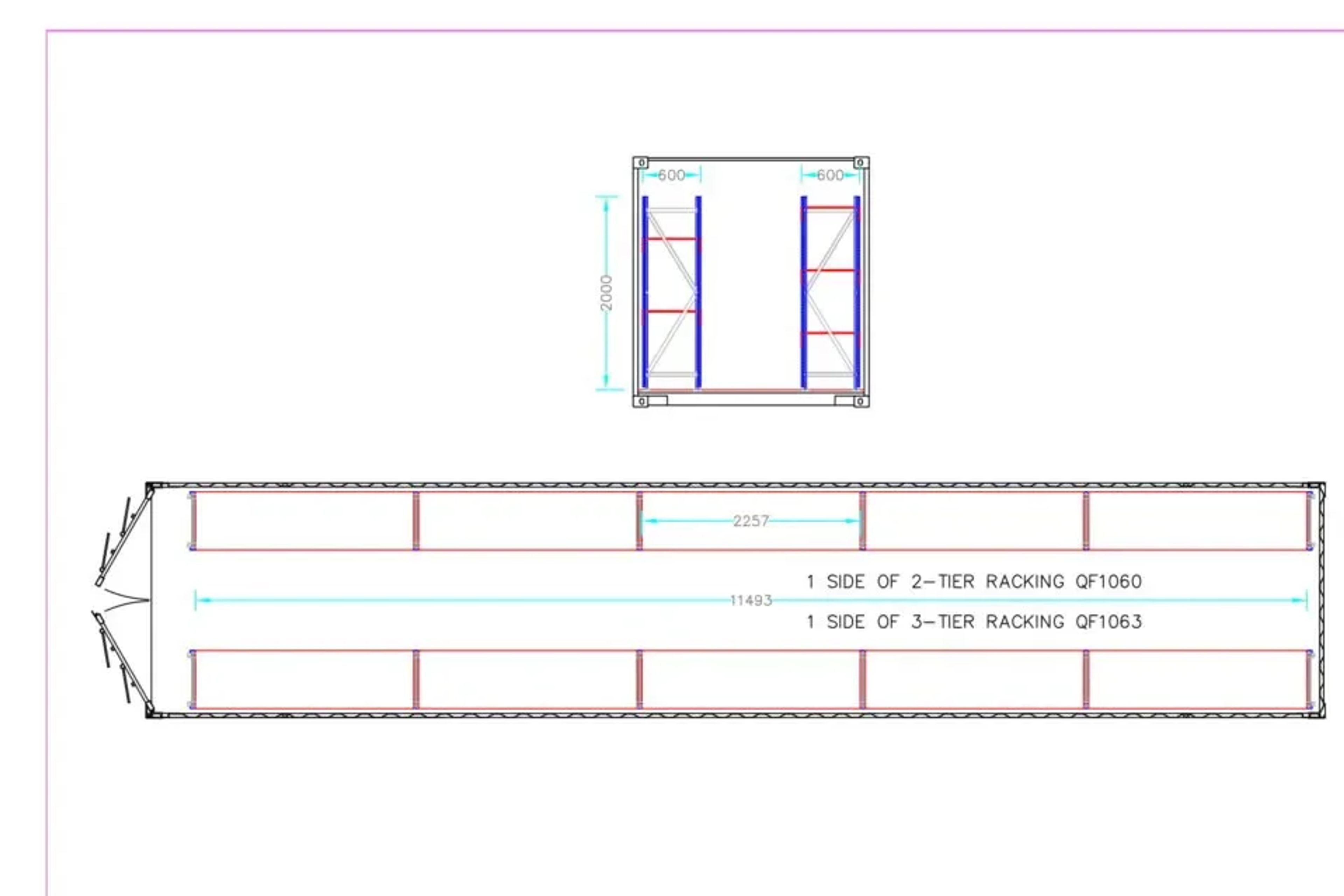 Adjustable, Heavy Duty Three Tier Container Racking (5 Bays) — view 4
