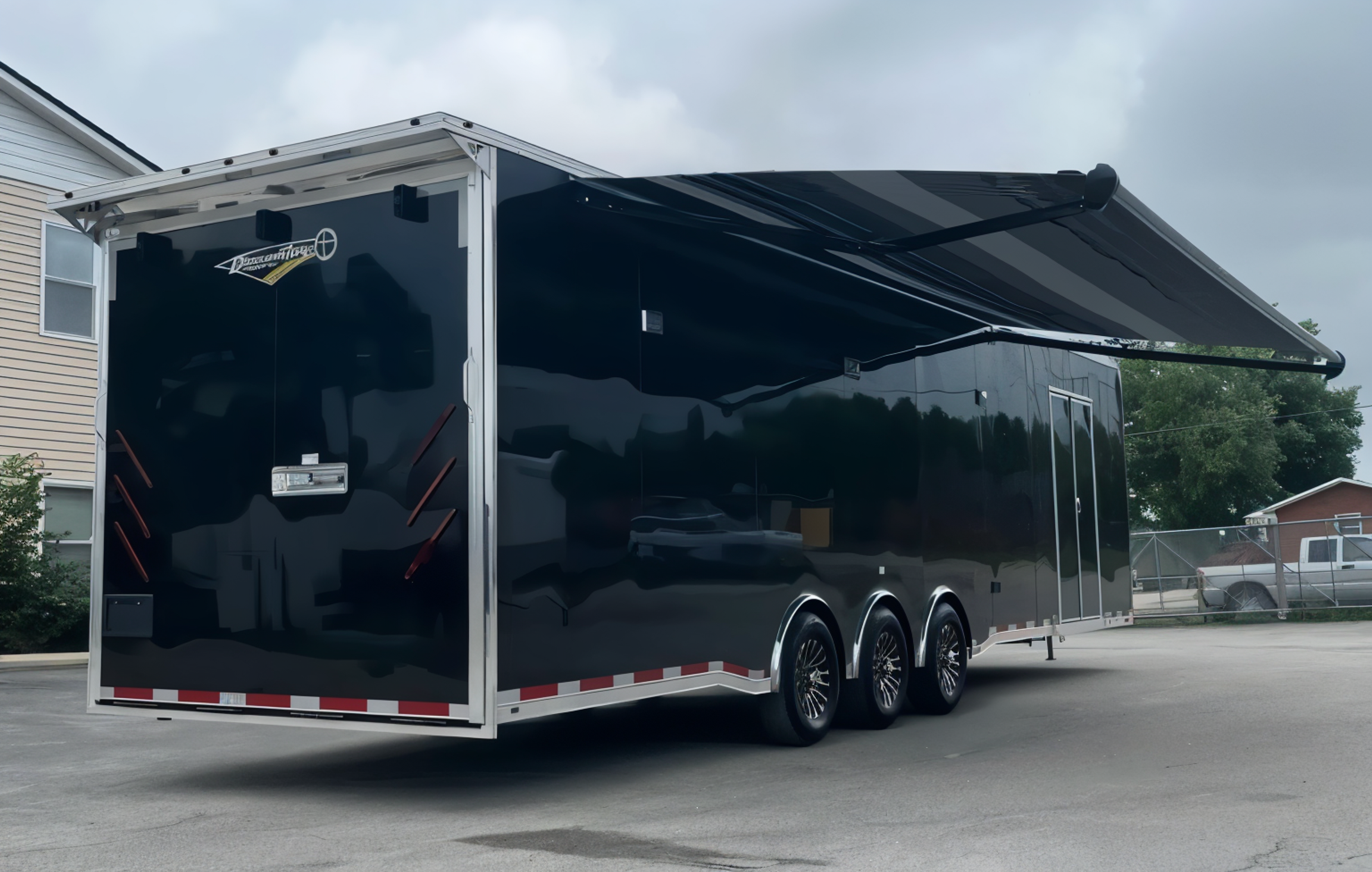Enclosed Car Trailer 2025 34ft. Platinum w/Large Corner Bathroom, Electric