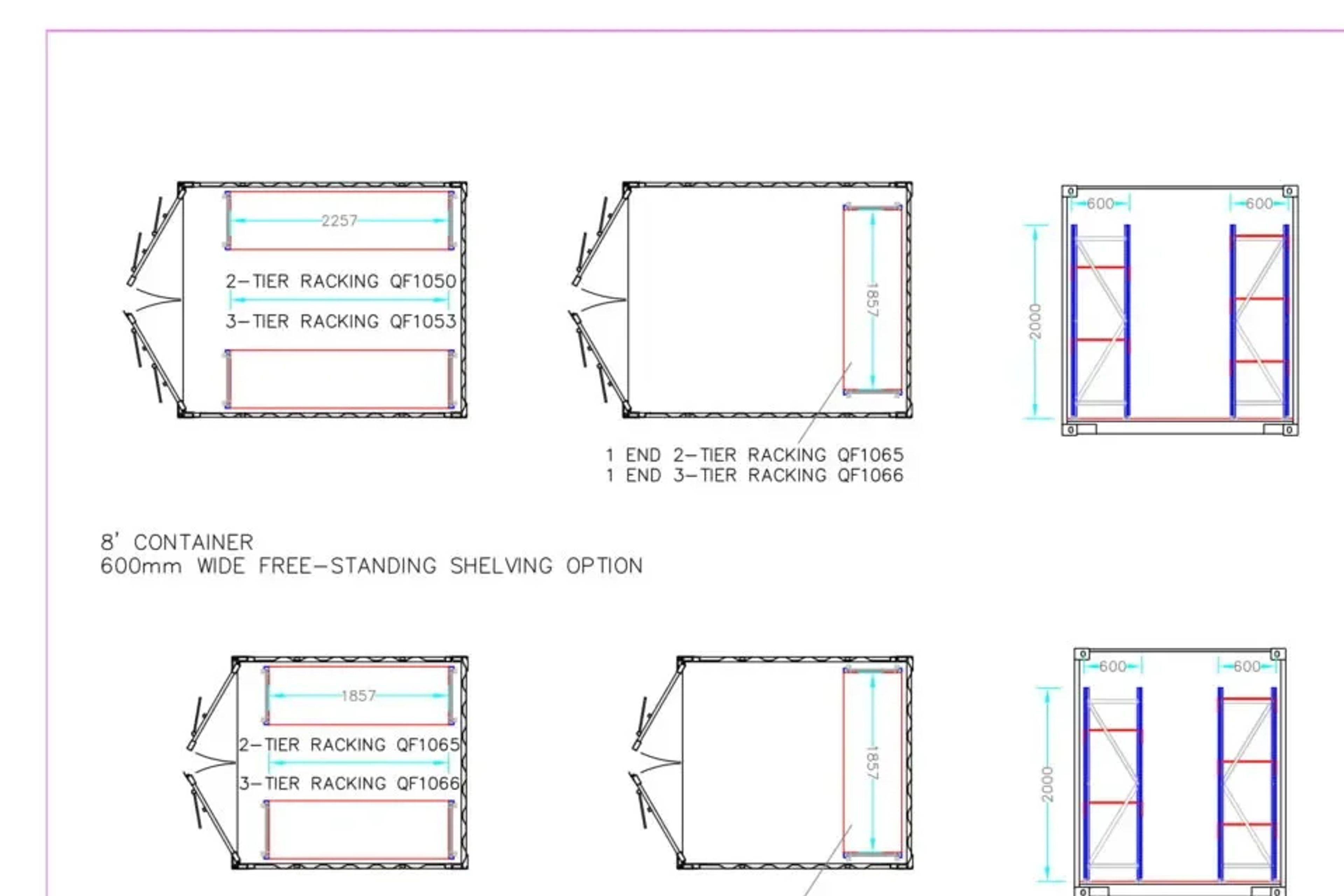 Adjustable, Heavy Duty Three Tier Container Racking (Single Bay) — view 3