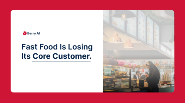 Customer ordering at a fast food counter under the headline "Fast Food Is Losing Its Core Customer"