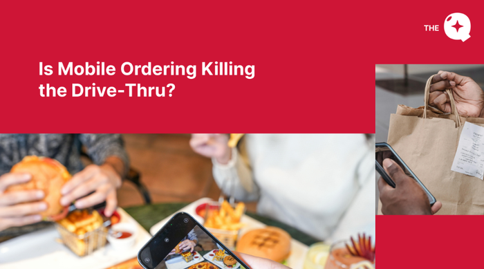 People ordering fast food on their phones under the headline "Is Mobile Ordering Killing the Drive-Thru?"