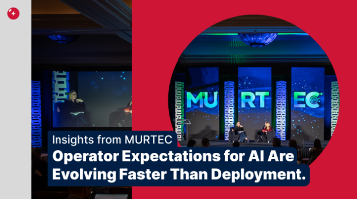 MURTEC 2026 conference stage under the headline "Operator Expectations for AI Are Evolving Faster Than Deployment"