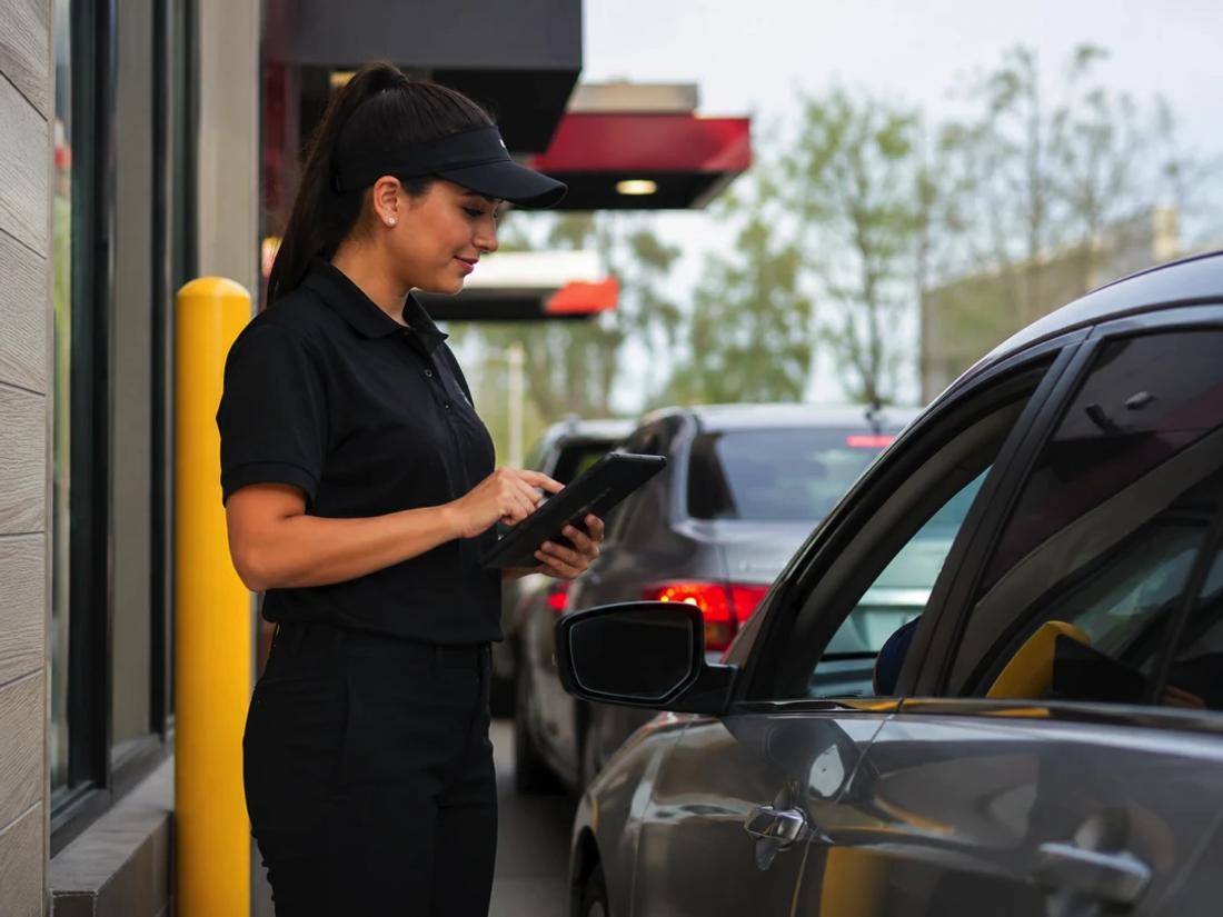 Tablet order taker in a drive thru line