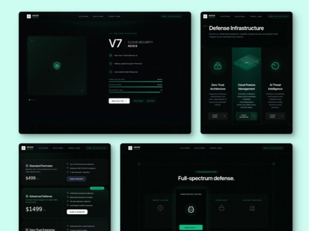 Aegis Secure — Cybersecurity SaaS Landing Page Template screenshot 1