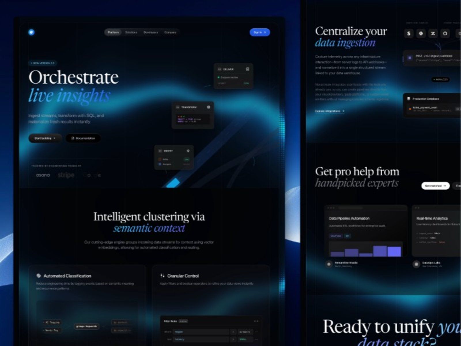 Nexastream Dark Mode — SaaS Website Template