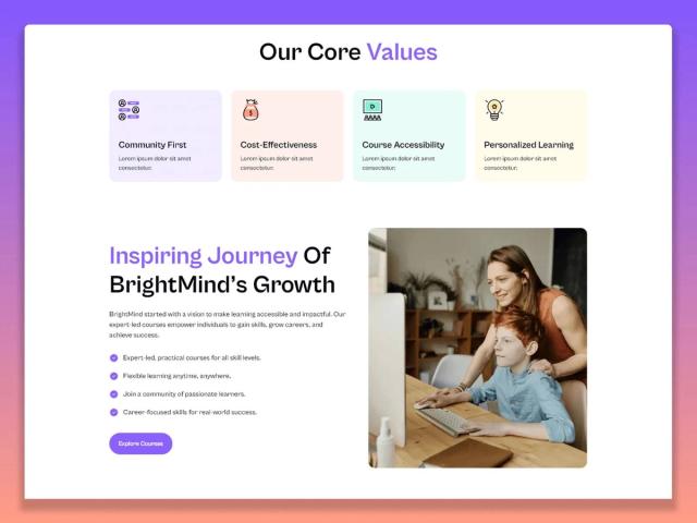 BrightMind — Best Education Course Template - Hover
