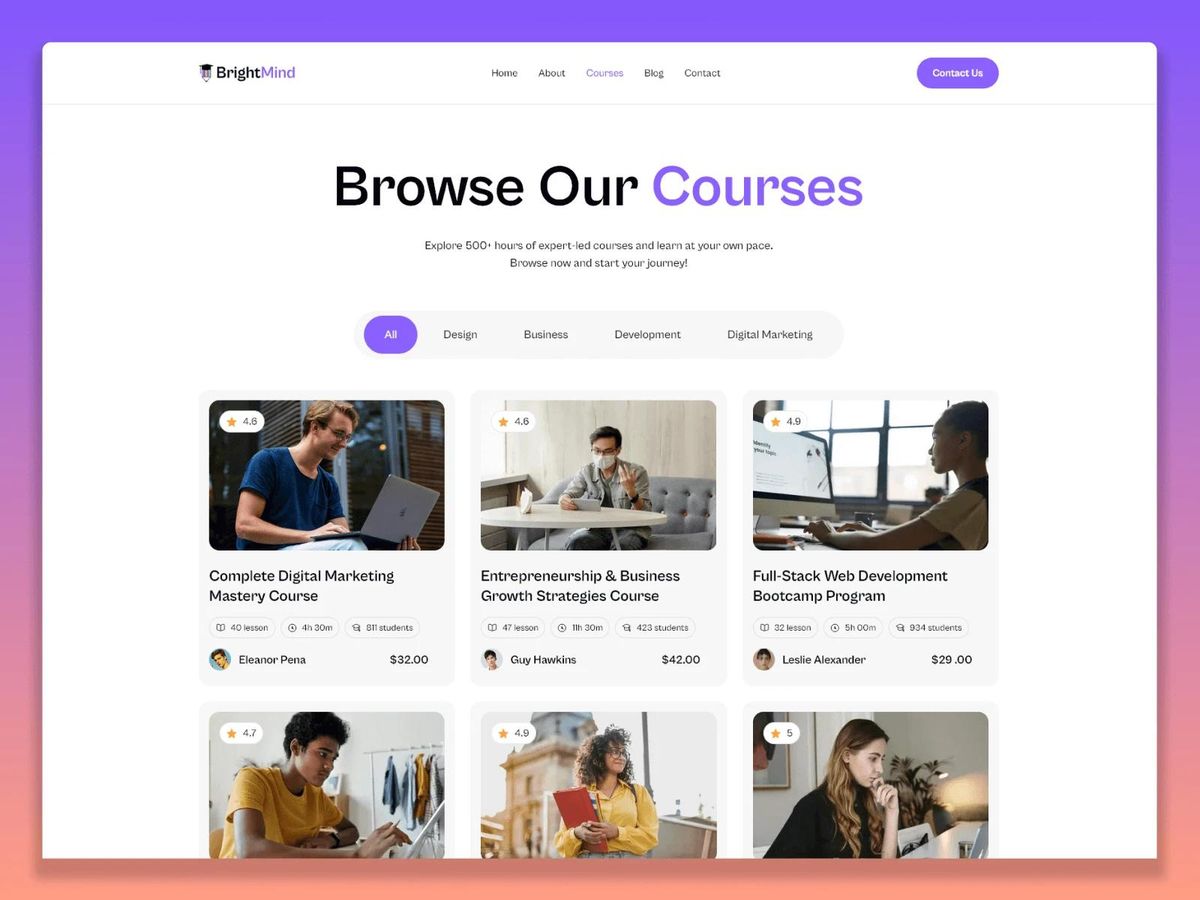 BrightMind — Best Education Course Template screenshot 4