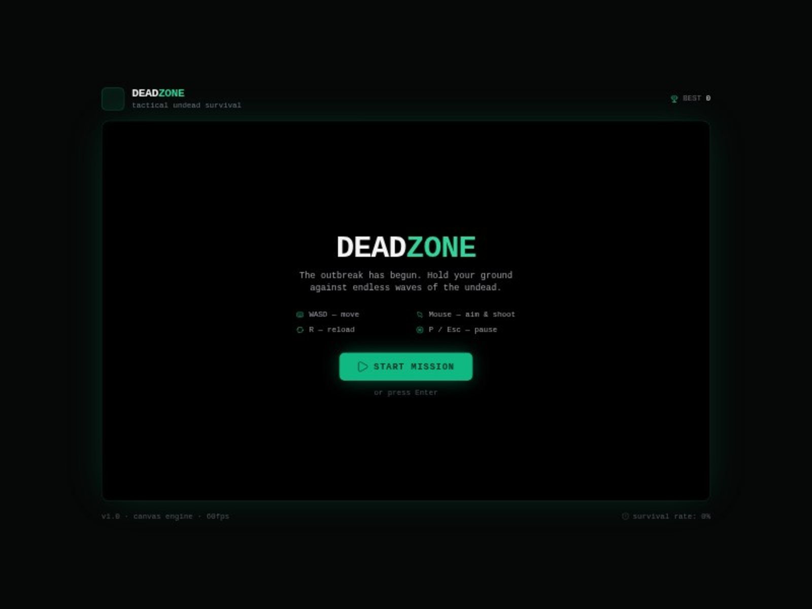 DeadZone Survival Game Template — Game Landing Page Template
