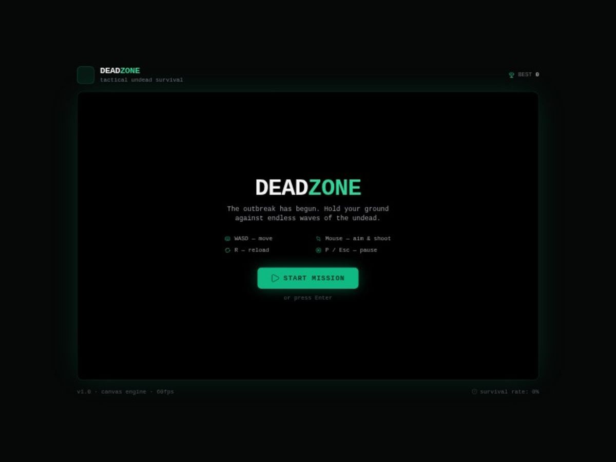 DeadZone Survival Game Template — Game Landing Page Template screenshot 1