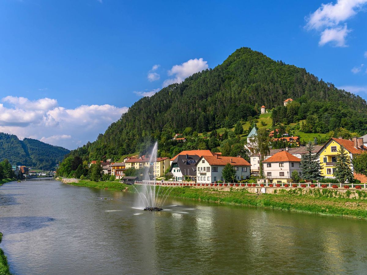 the town of Laško, a picturesque spa town in eastern Slovenia, located along the Savinja River