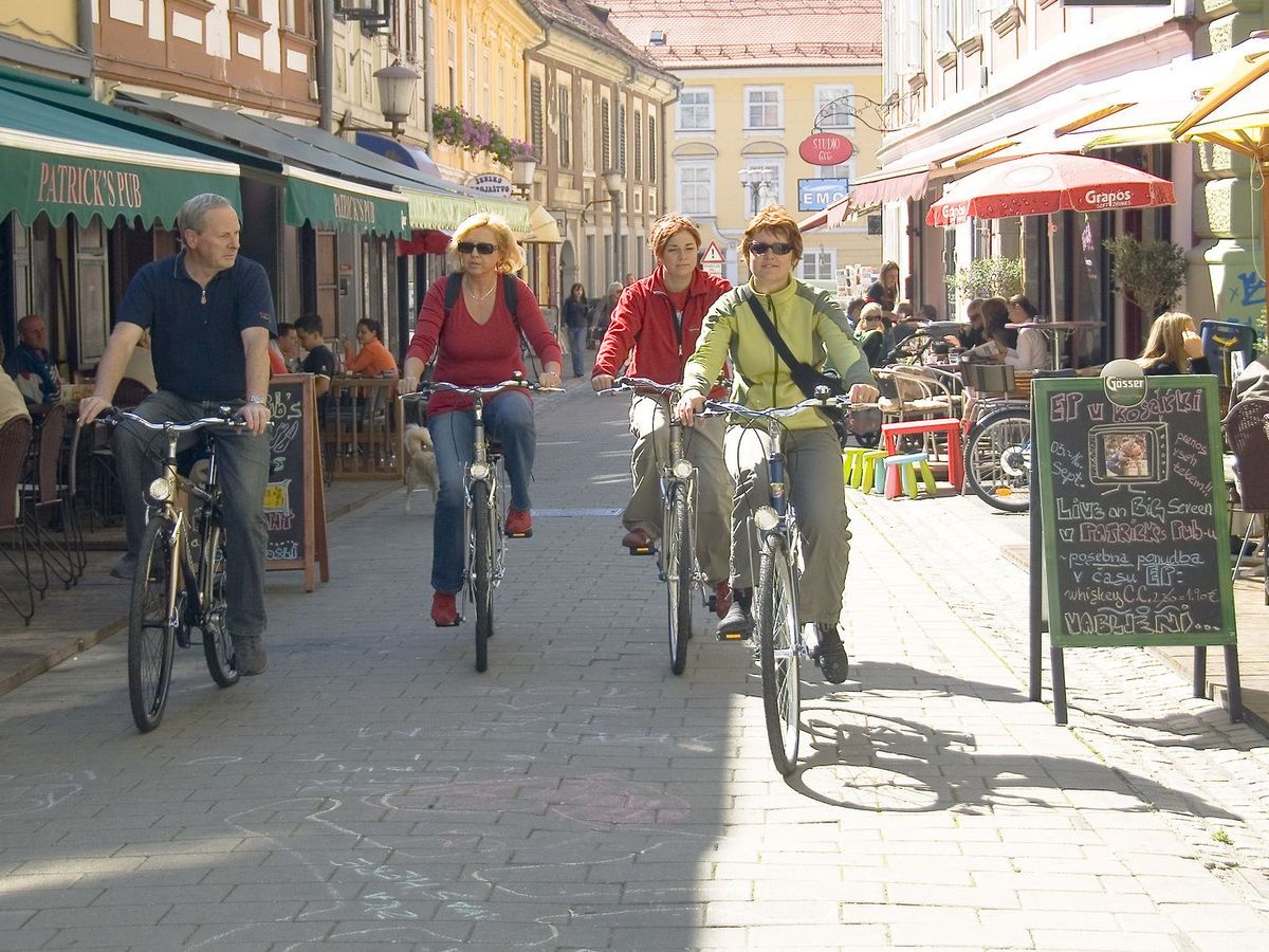 People at Street Cafe at Grajski Trg in Maribor