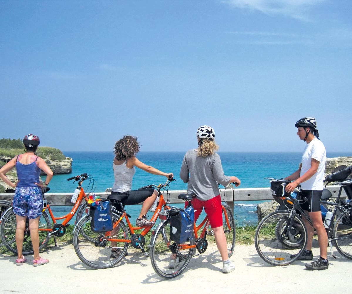 Cycling along the coast of Solento, Italy