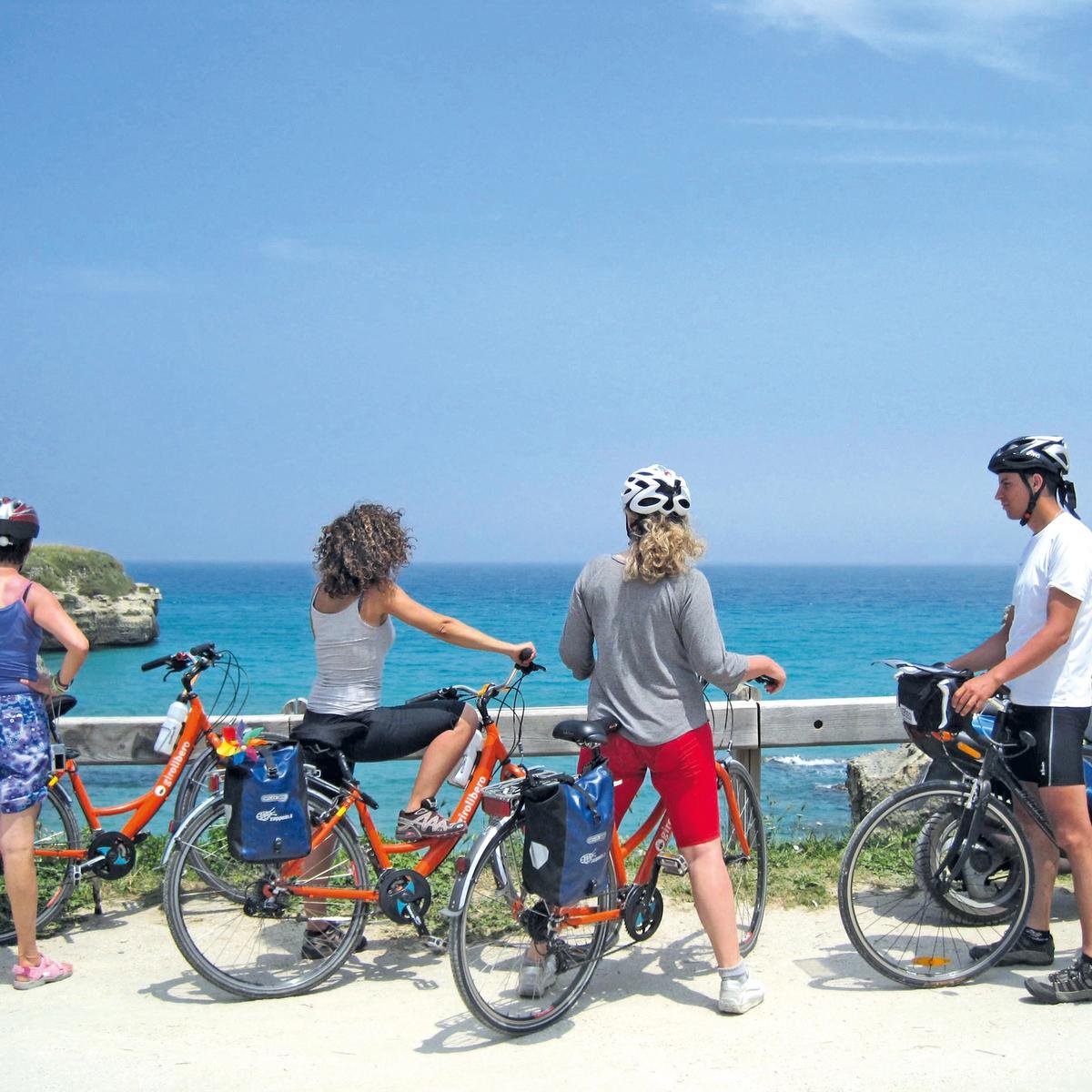 Cycling along the coast of Solento, Italy