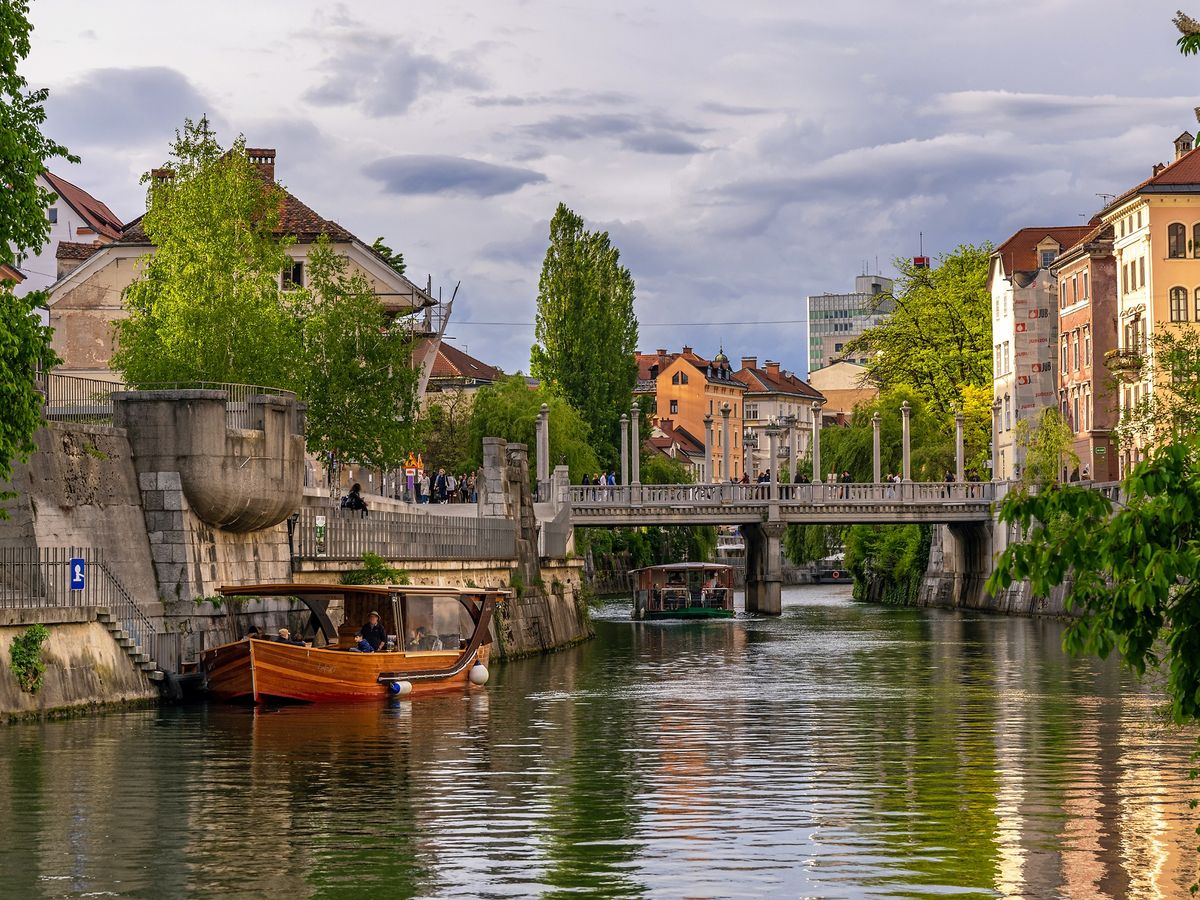 the Ljubljanica River in Ljubljana, the capital of Slovenia