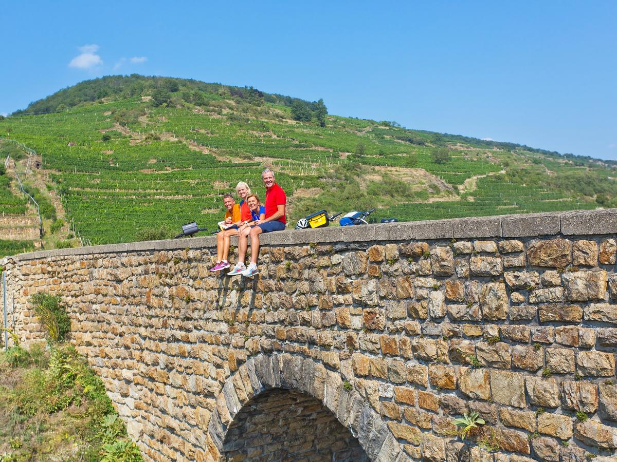 Pausing for a break while on a cycling tour of the River Rhine