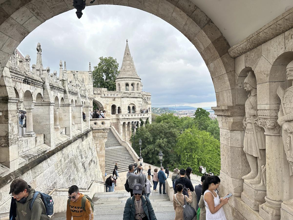 the Fisherman's Bastion in the Buda Castle District of Budapest, Hungary