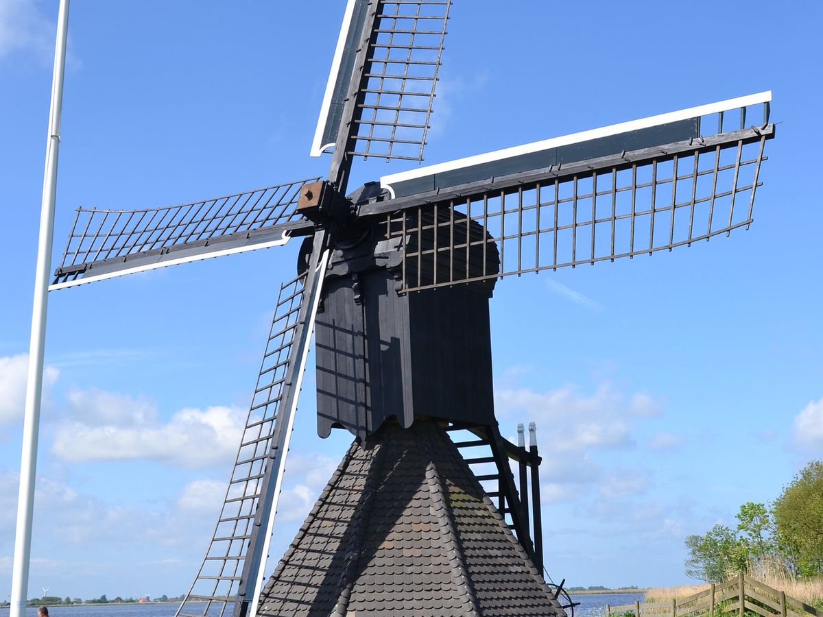the Doris Mooltsje, a notable drainage windmill located near the village of Oudega in Friesland, Netherlands