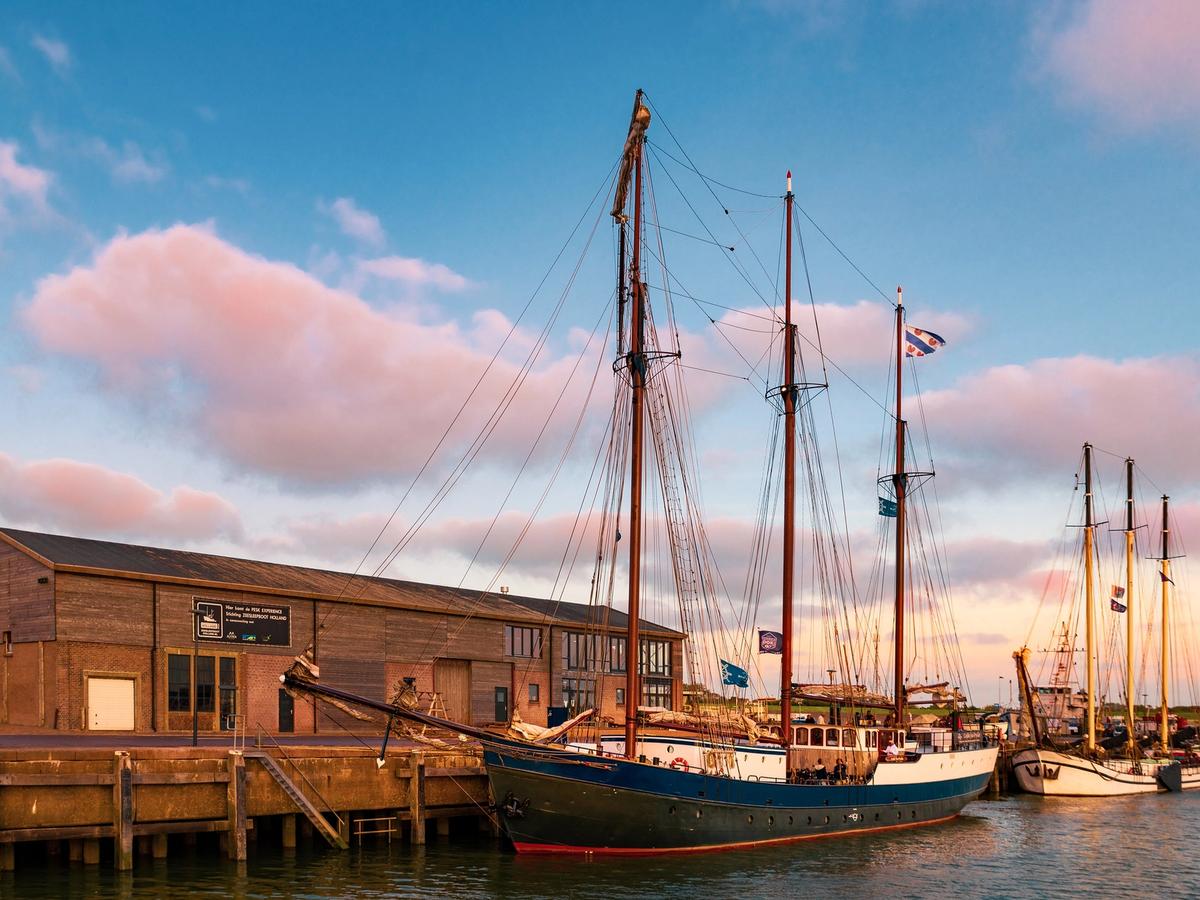 the historic harbor of Harlingen, Netherlands