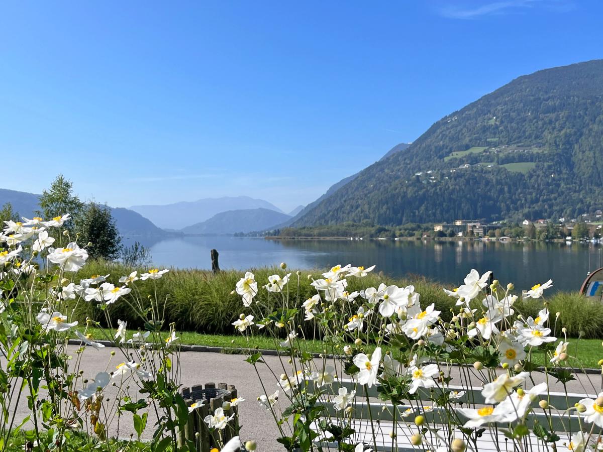 a scenic view of Lake Ossiach (Ossiacher See) in Carinthia, Austria