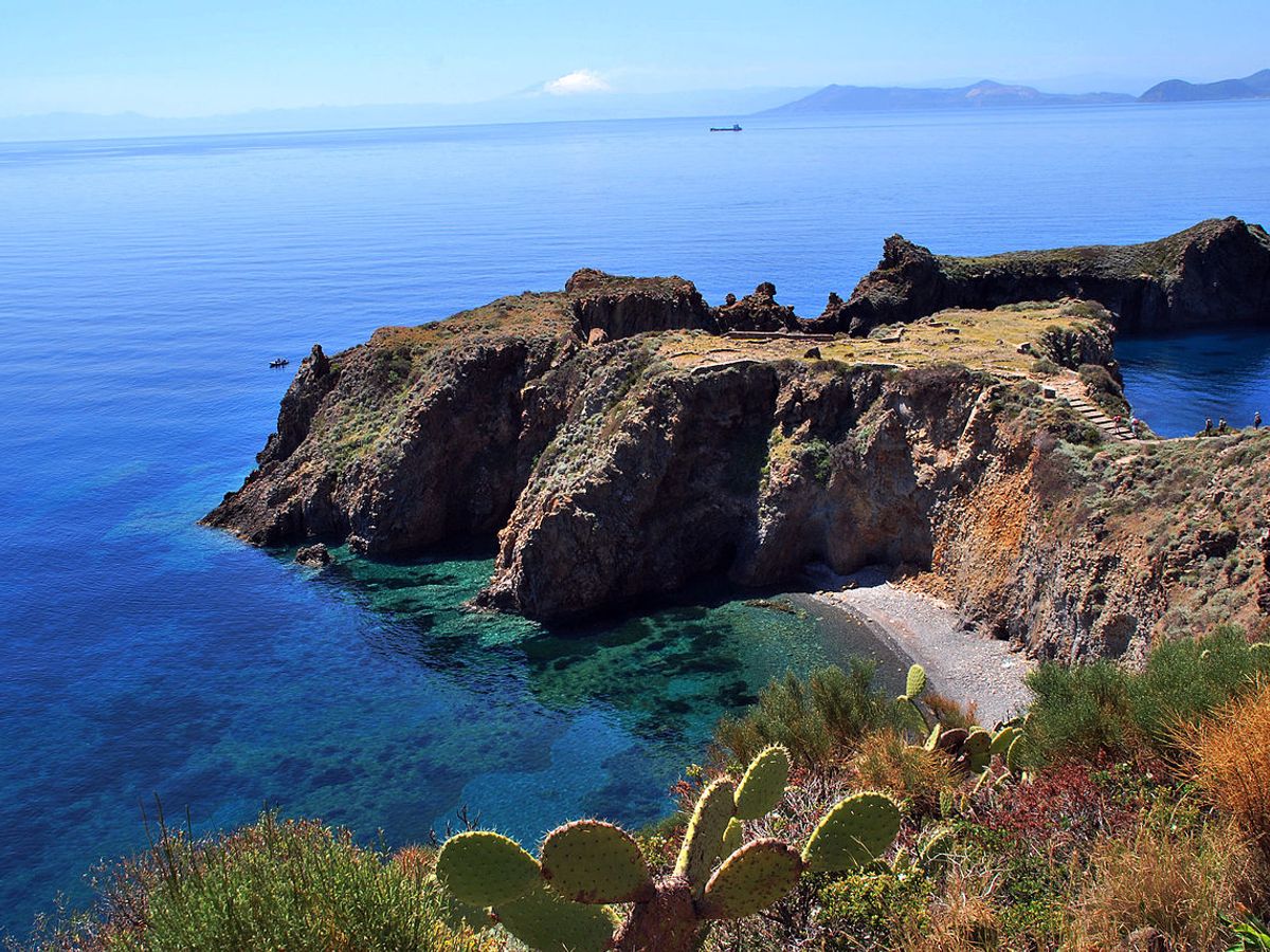 the Prehistoric Village of Capo Milazzese located on the island of Panarea, part of the Aeolian Islands in Sicily, Italy
