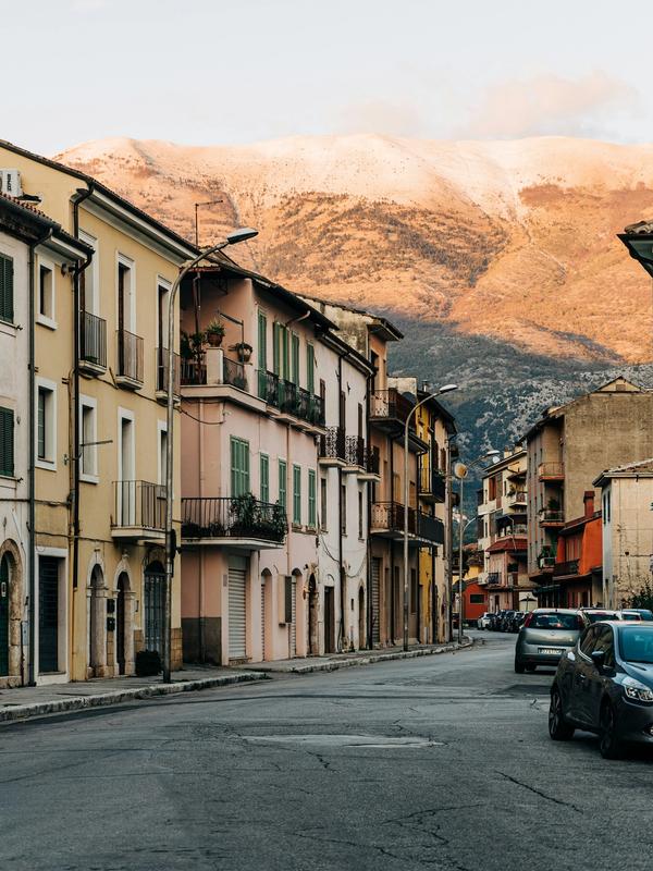 Town in northern Italy with the Dolomites mountain range in the distance