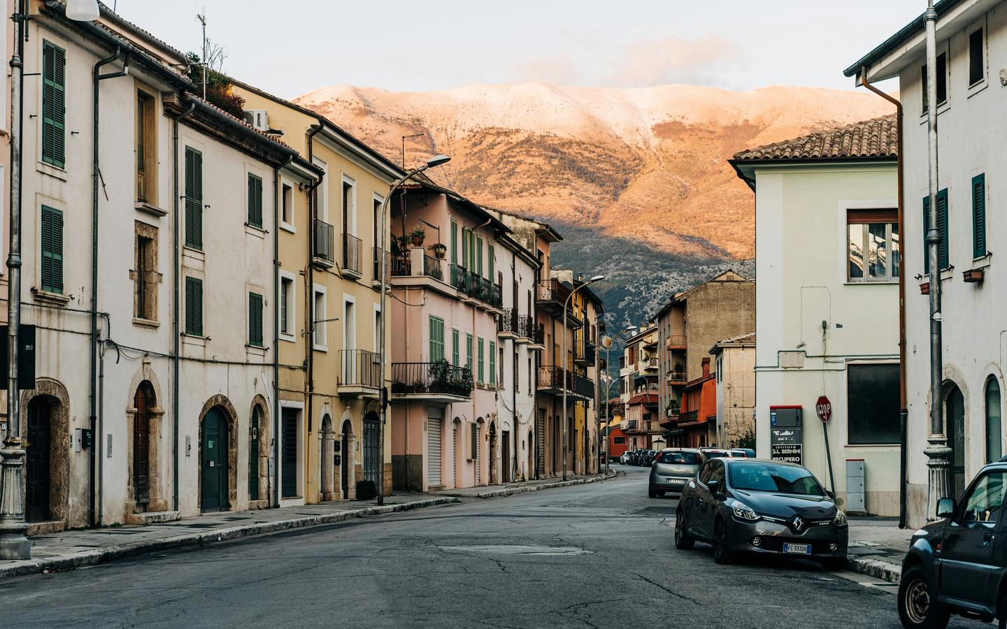 Town in northern Italy with the Dolomites mountain range in the distance
