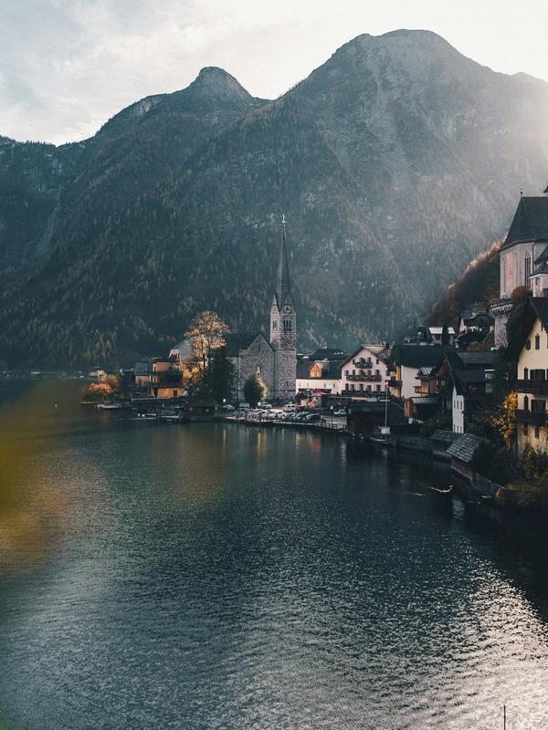View of river and mountains in Austria