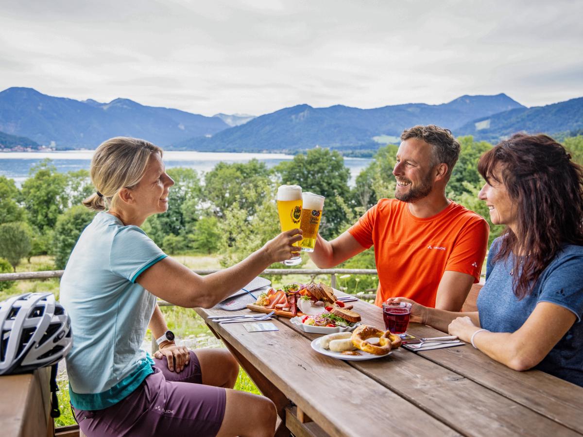 Beers and lunch overlooking the Tegernsee Lake