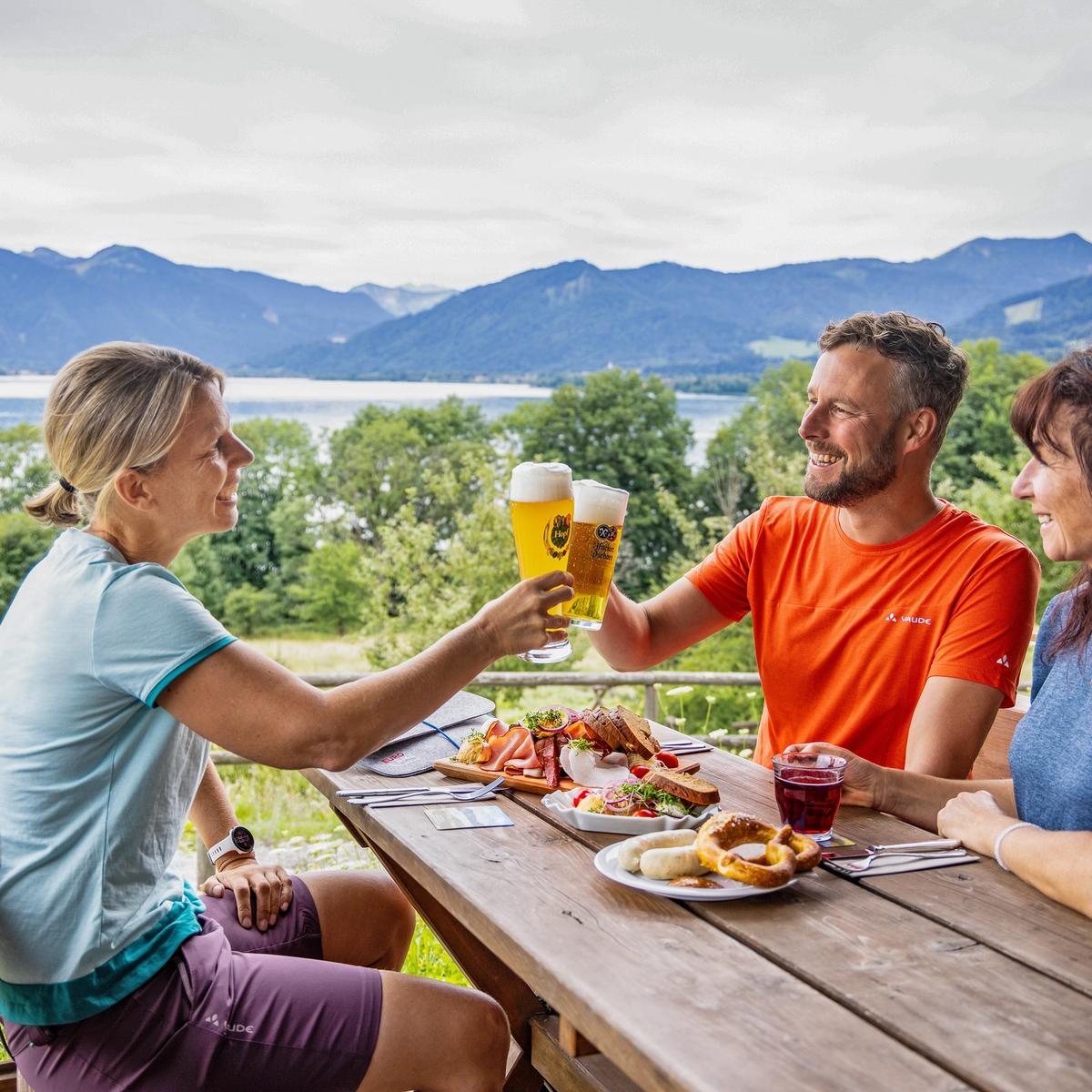 Beers and lunch overlooking the Tegernsee Lake