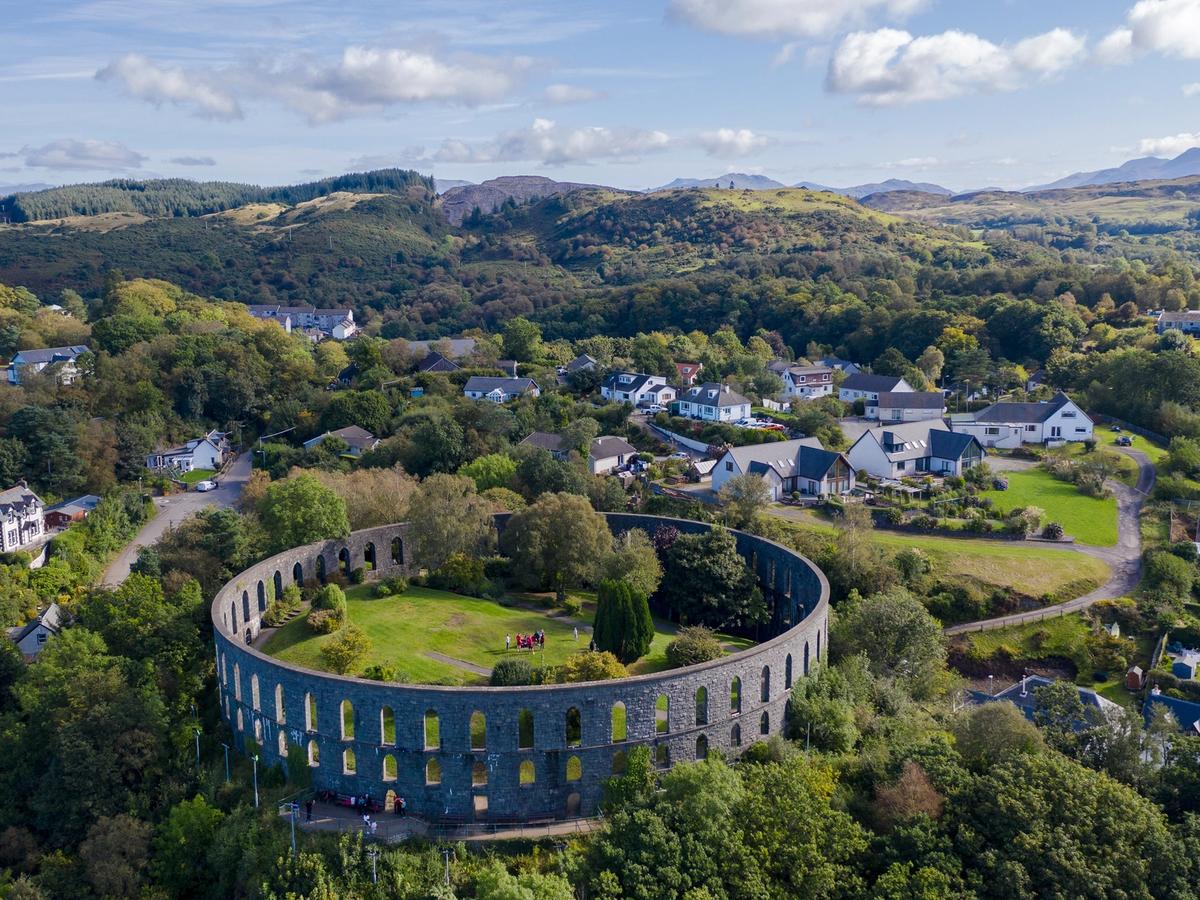 McCaig's Tower, a prominent landmark overlooking the town of Oban in Argyll, Scotland