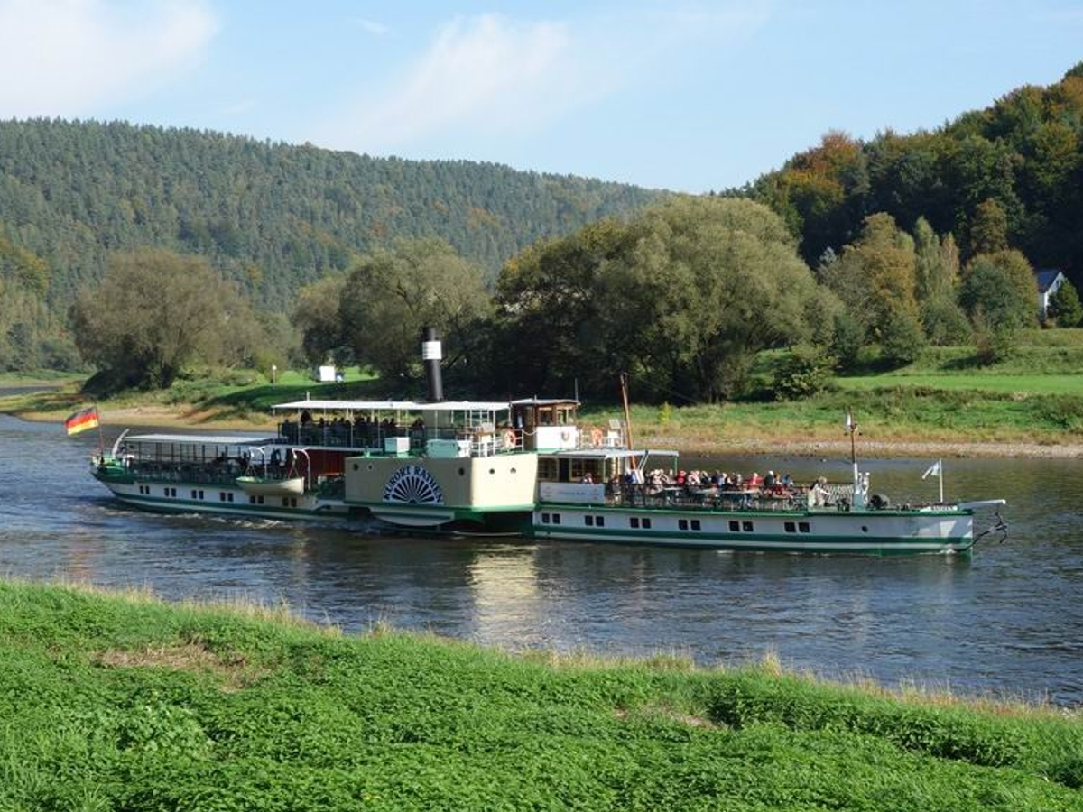 Paddle steamer on the Elbe River