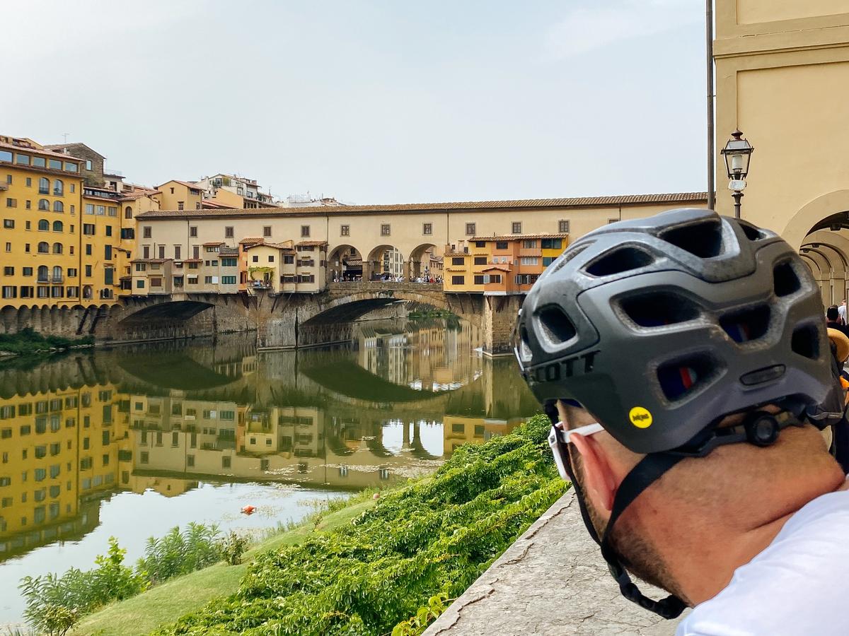 Cycling Ponte Vecchio Bridge in Florence