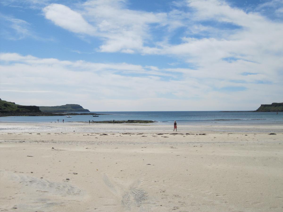 Calgary Bay, a popular beach destination located on the Isle of Mull in Scotland, United Kingdom