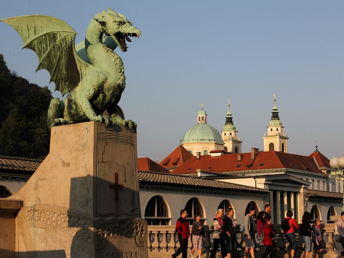 Dragon Bridge Road Bridge Located Ljubljana