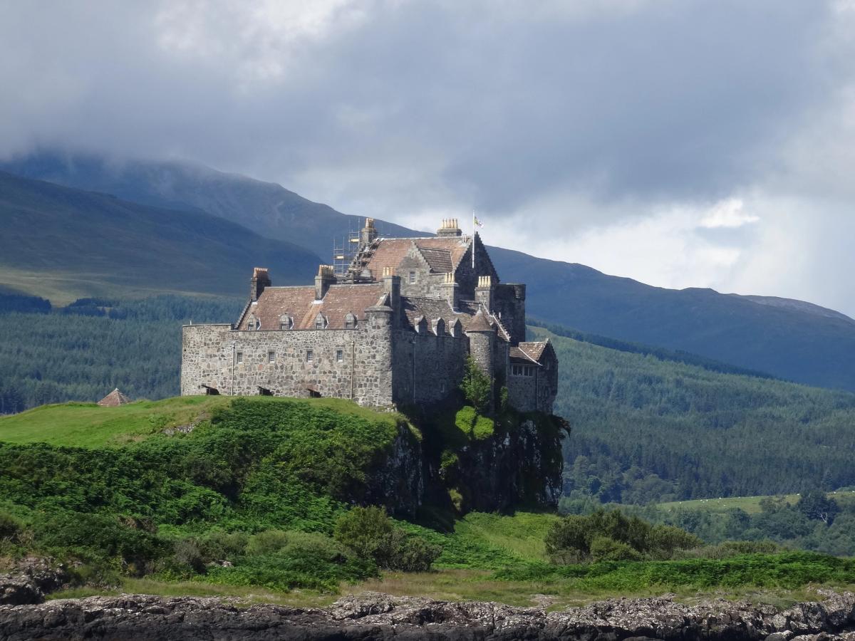 Duart Castle, a historic fortress located on the Isle of Mull in Scotland
