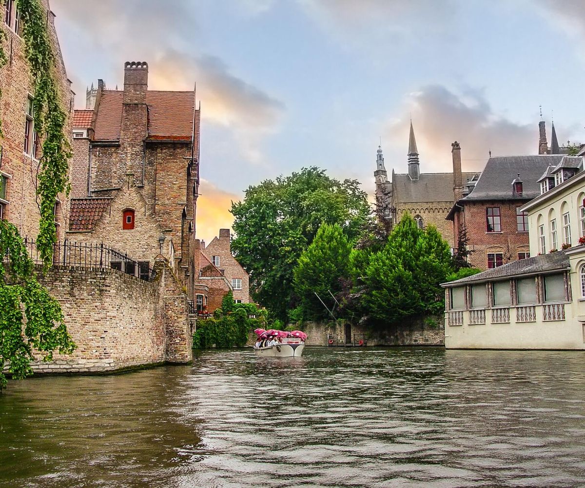 Bruges canal small boat