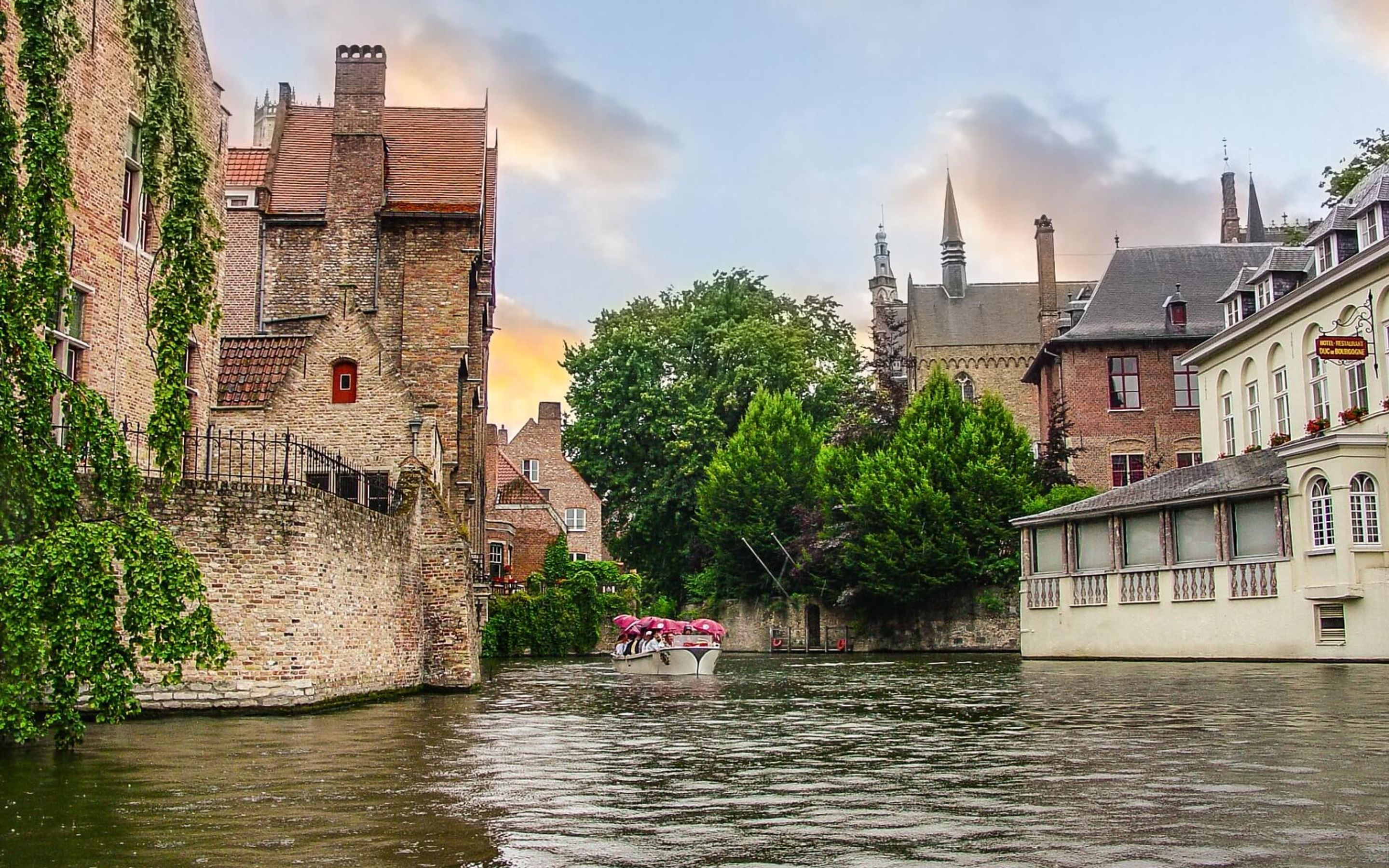 Bruges canal small boat