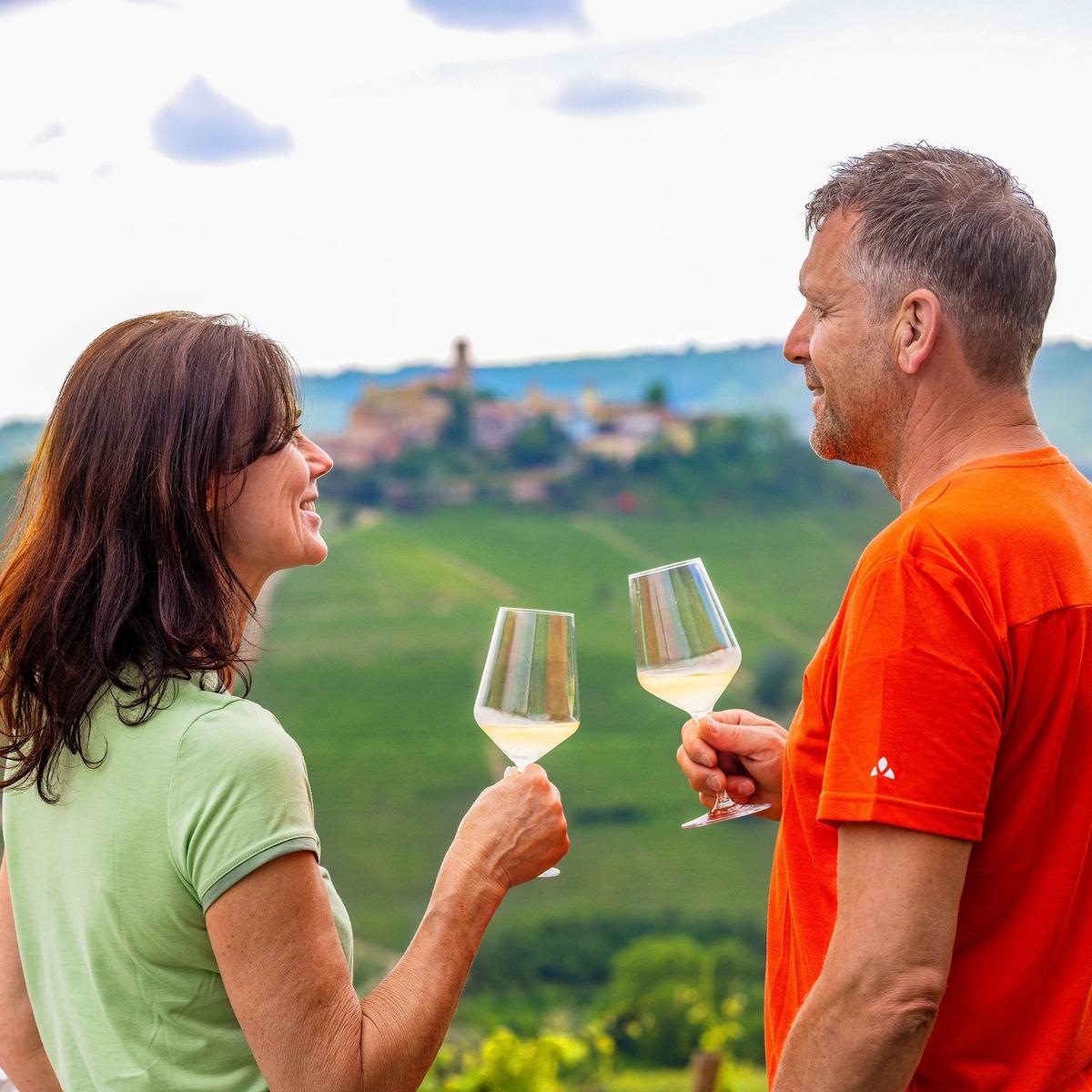 A quick wine break from cycling Piedmont, Italy