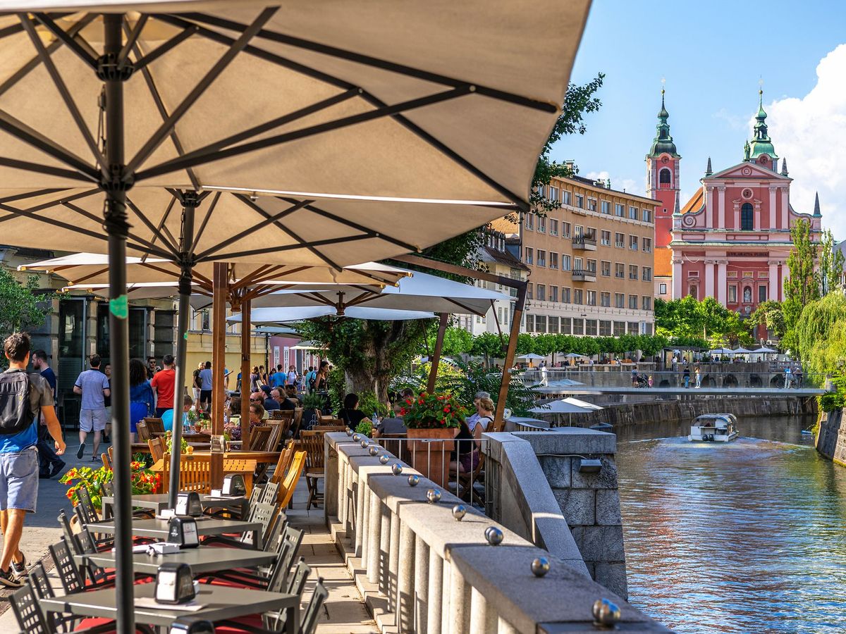 the Ljubljanica River in Ljubljana, the capital of Slovenia