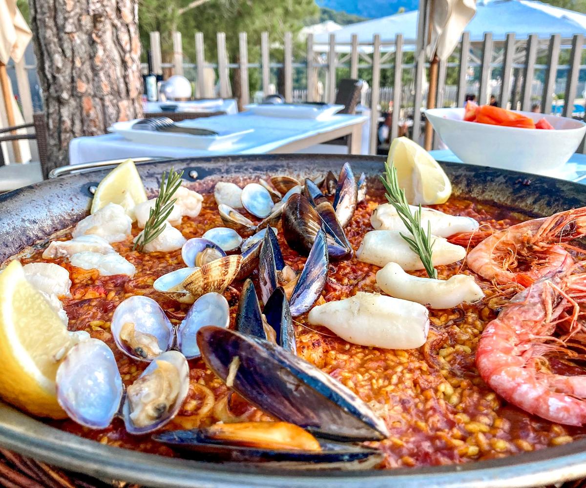 Enjoying Paella on a cycling holiday in Mallorca
