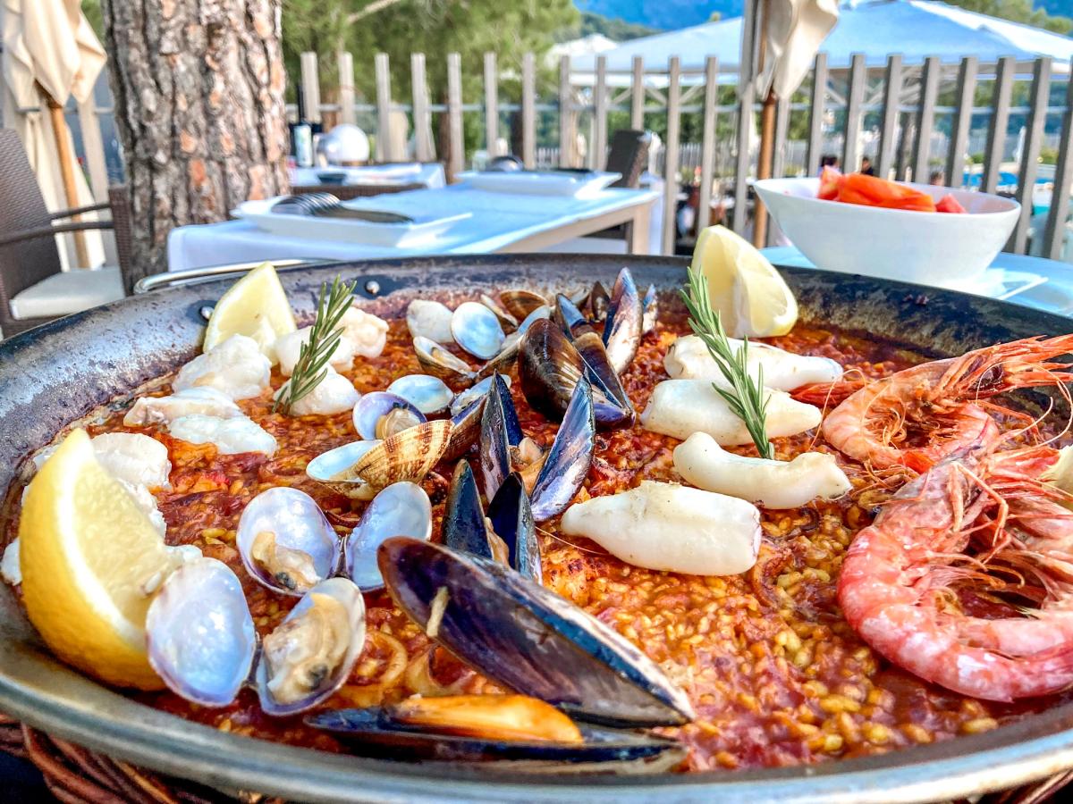 Enjoying Paella on a cycling holiday in Mallorca