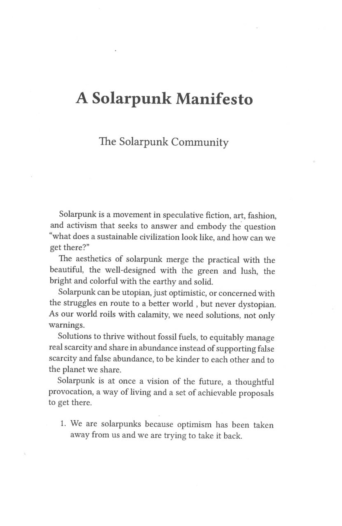 A Solarpunk Manifesto