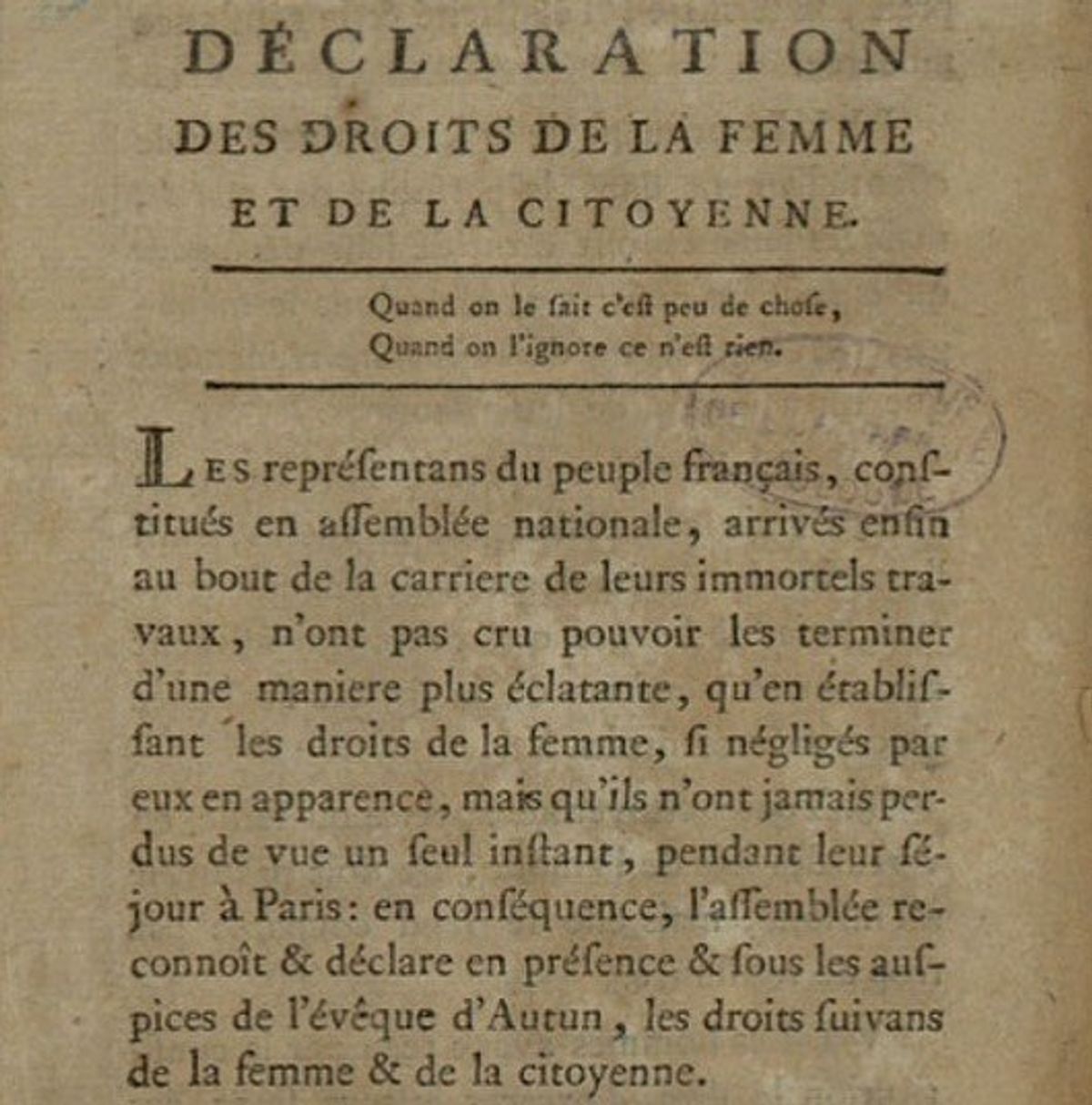 The Declaration of the Rights of Woman and of the Female Citizen