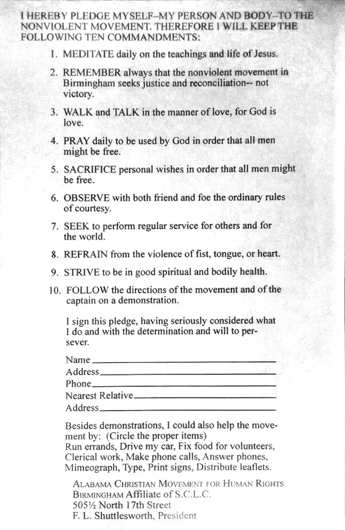 Commitment Card