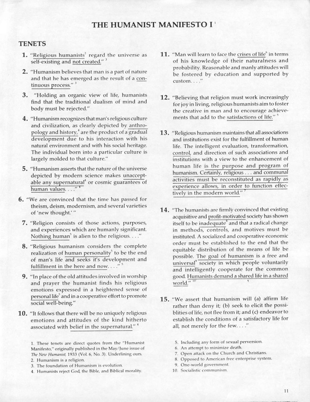 Humanist Manifesto I
