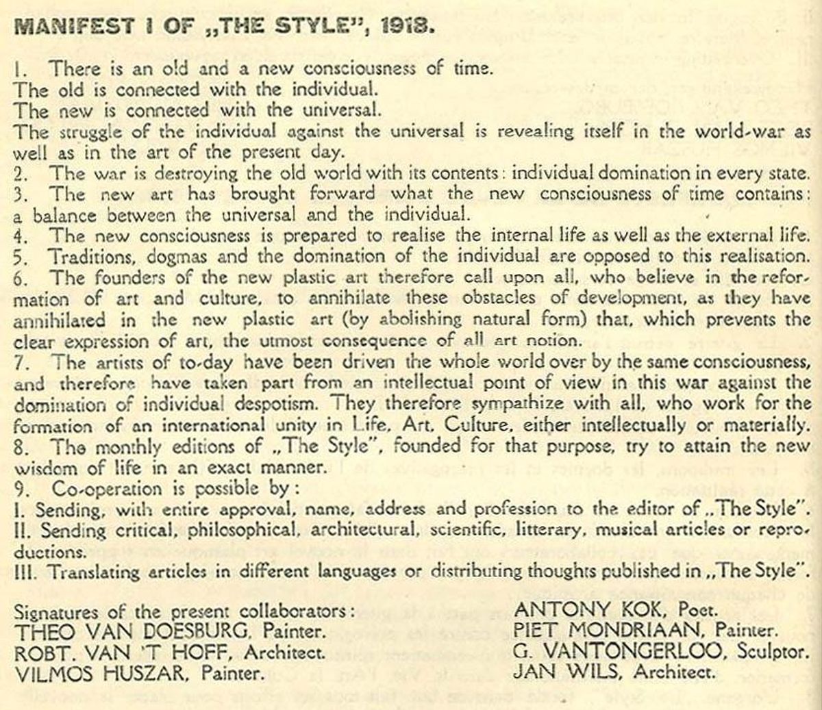 De Stijl Manifesto