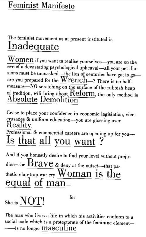 Feminist Manifesto (Mina Loy)